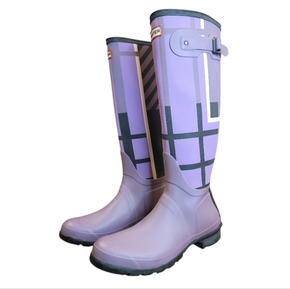 Hunter Shoes - Hunter The Original Tall Tartan Plaid Purple Lavender Rain Boots Size 9